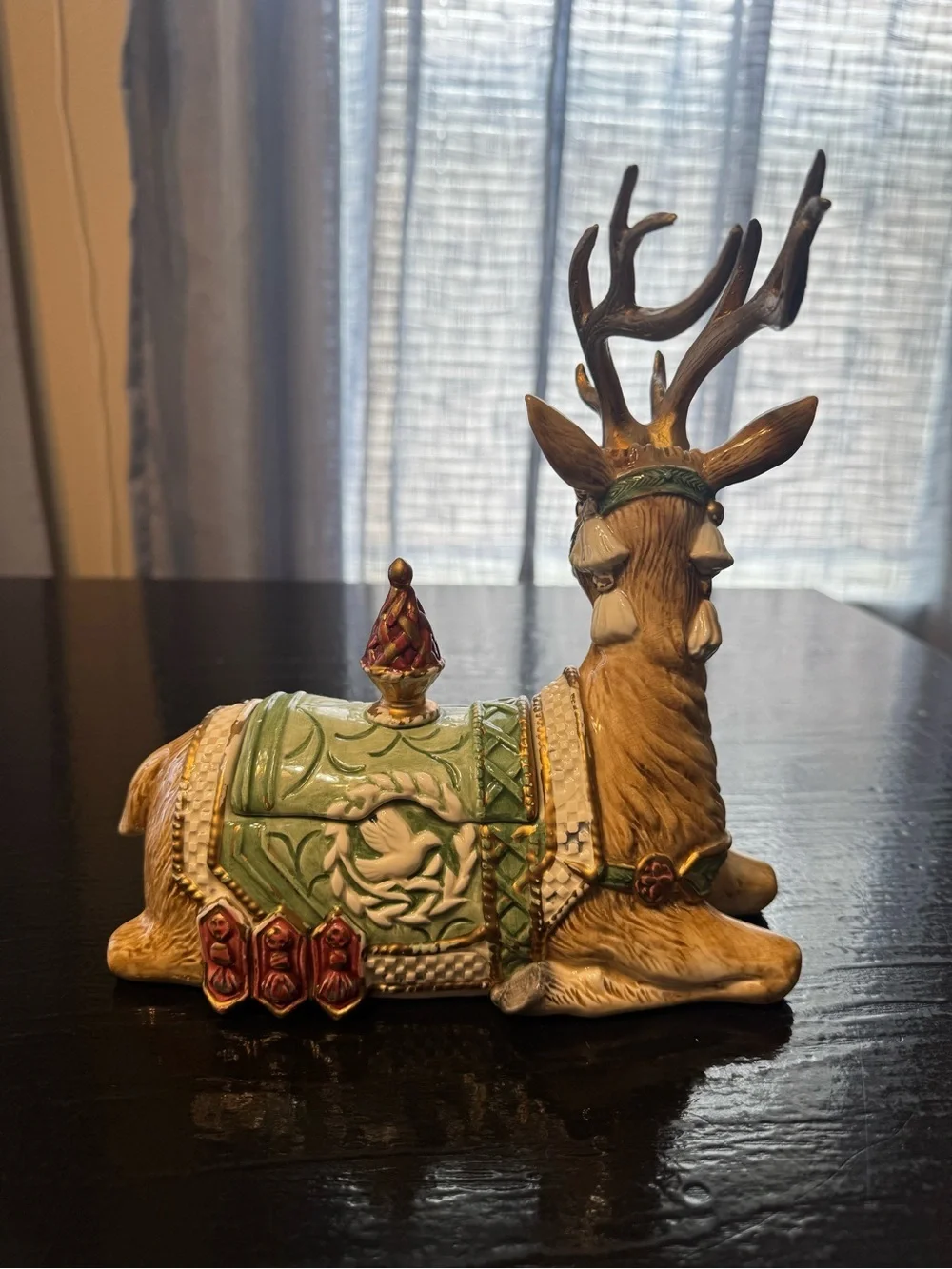 Vintage Fitz and Floyd 8” Winter Holiday Reindeer Trinket Dish Christmas Deer